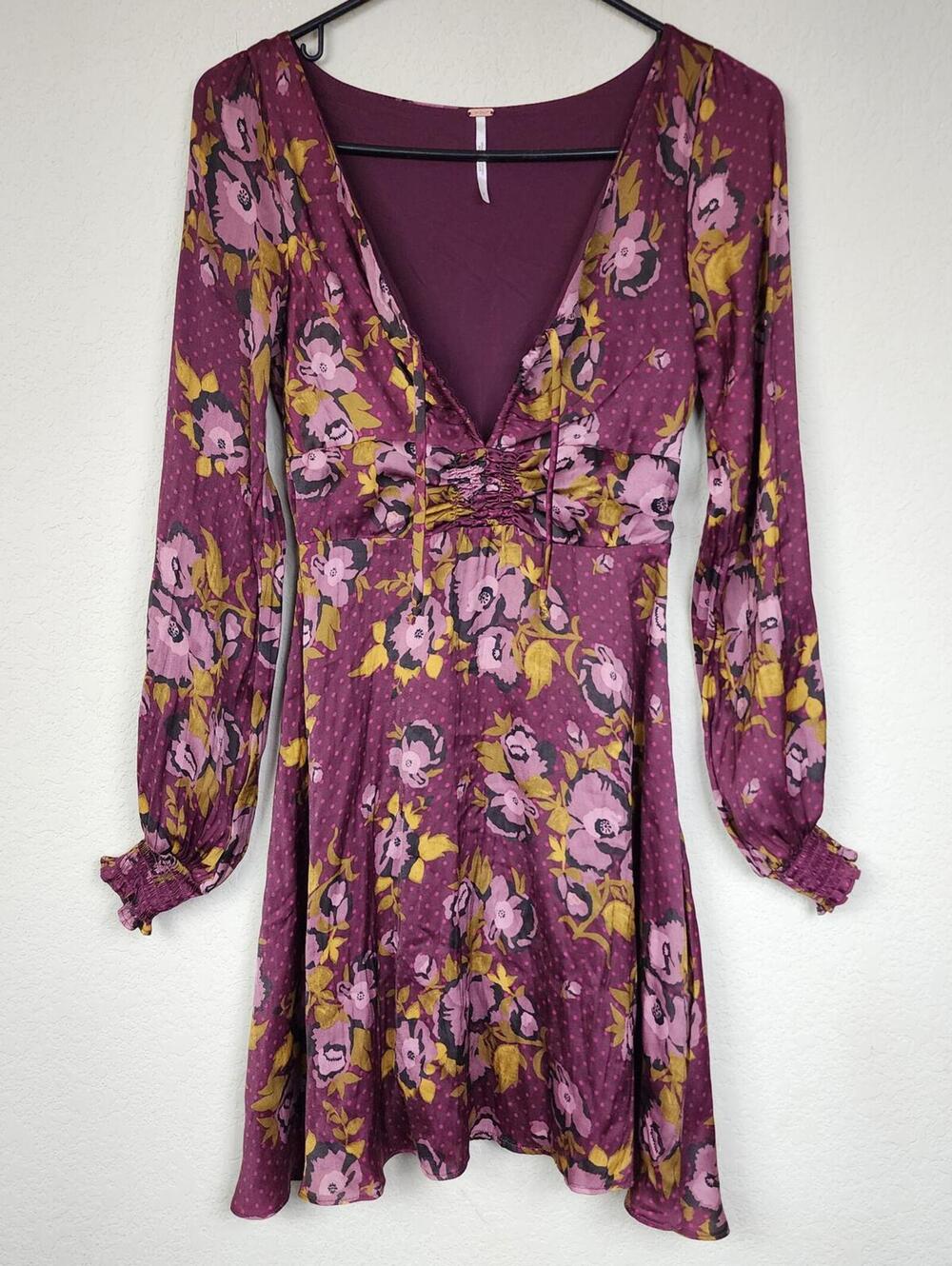 Free People Long Sleeve Floral Size 0 Mini Dress